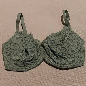 VS 36DDD Unlined Demi Green Lace